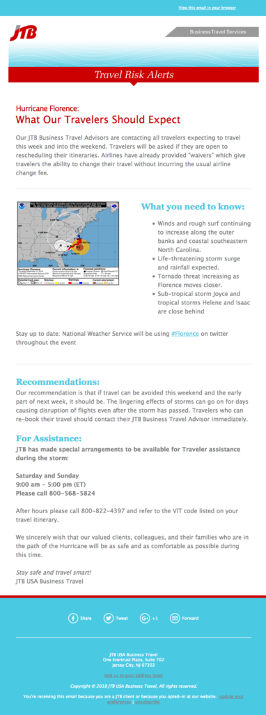 JTB Travel Risk Alert