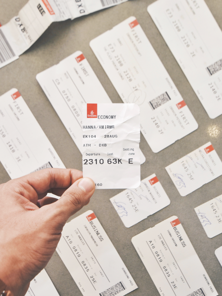 Picture of plane tickets