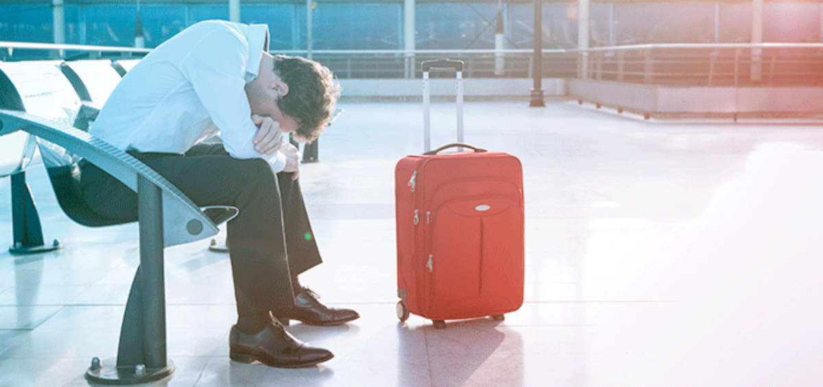 Frustrated Business Traveler in Airport