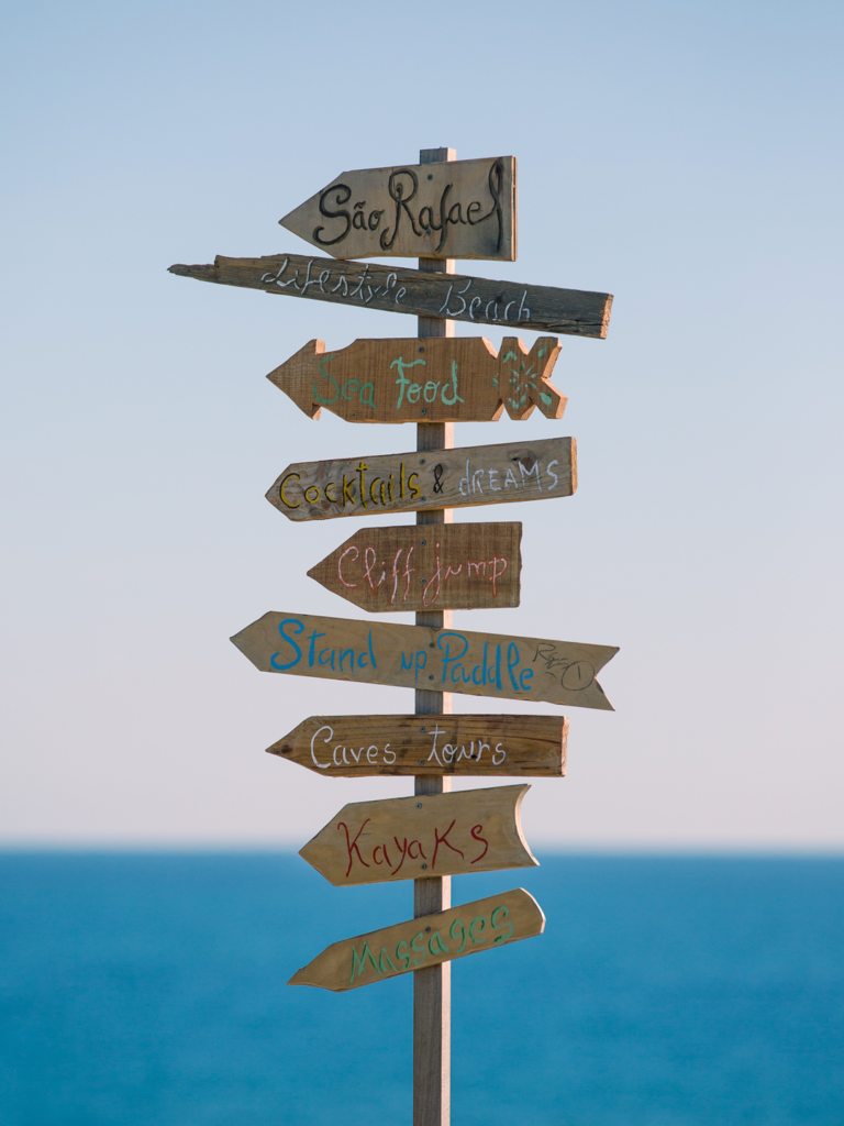 colorful vacation travel navigation sign