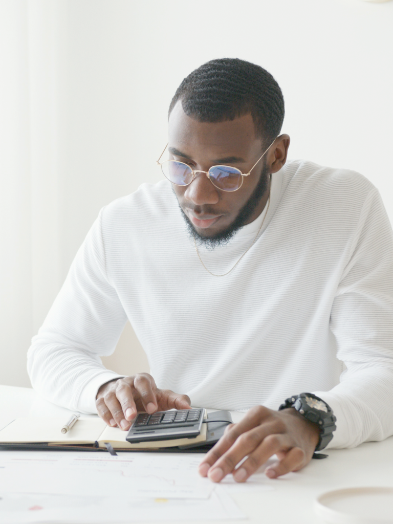 business man using a calculator