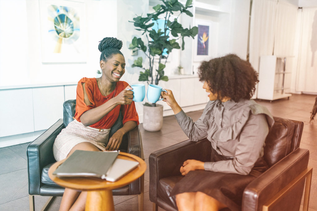 Two business women having a meeting