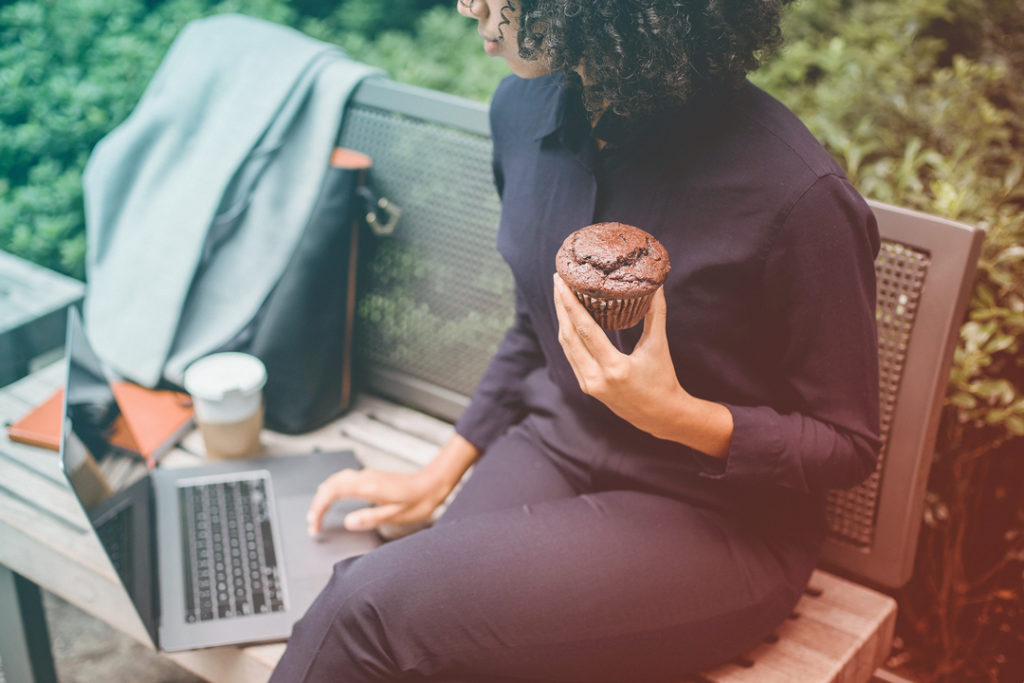 employee enjoying quiet time outside