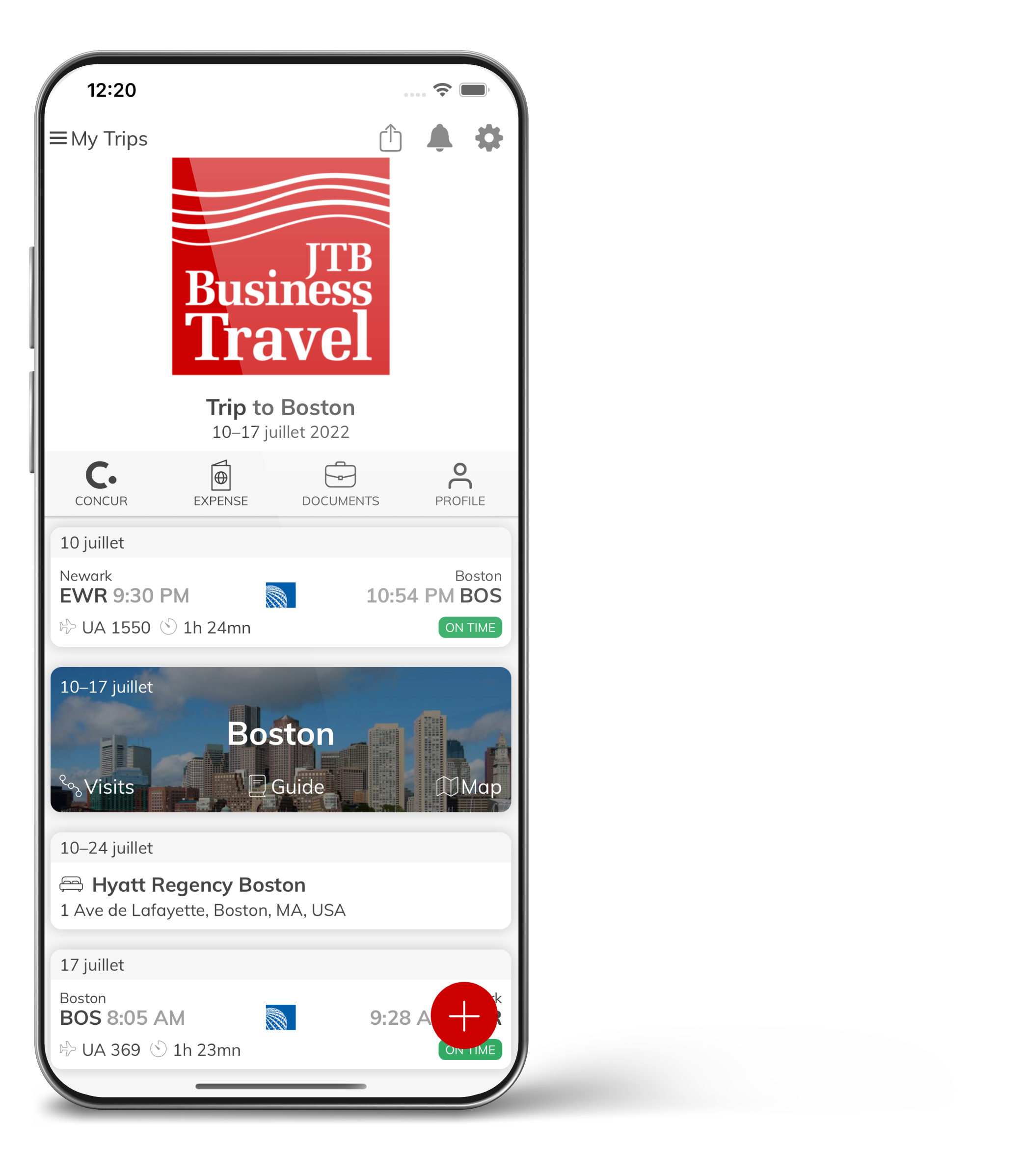JTB ikoh App Trip Screen