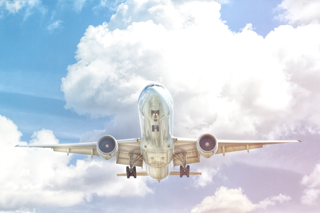 Airplane in the clouds