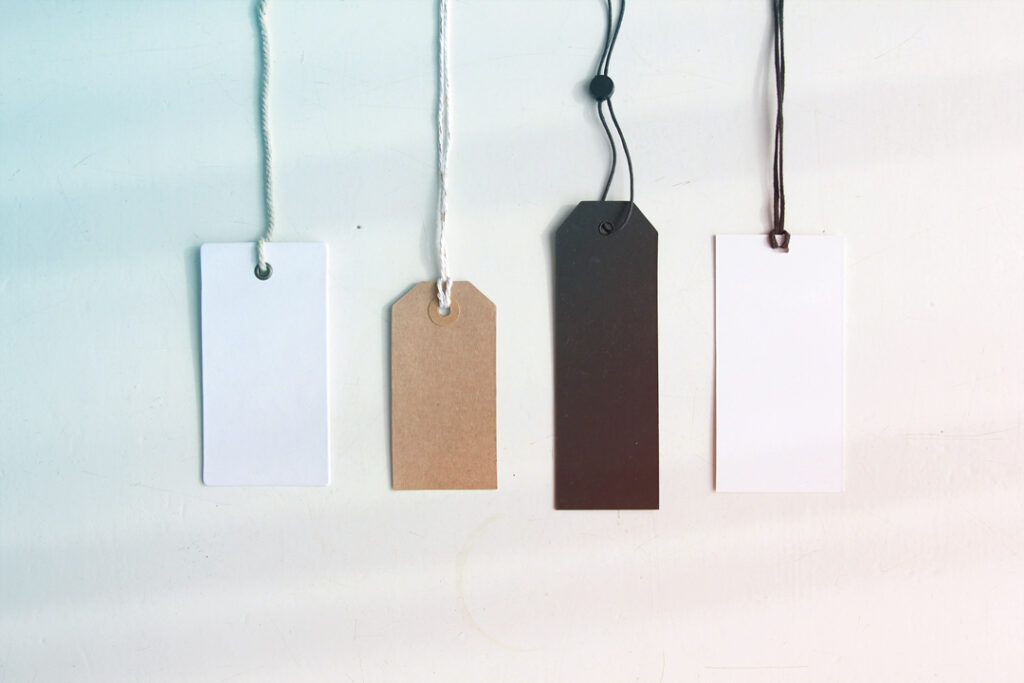 a variety of different style price tags