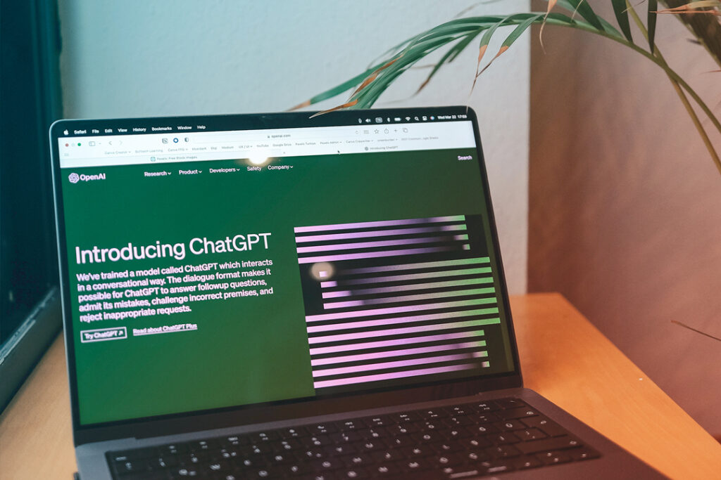 Using ChatGPT on a laptop