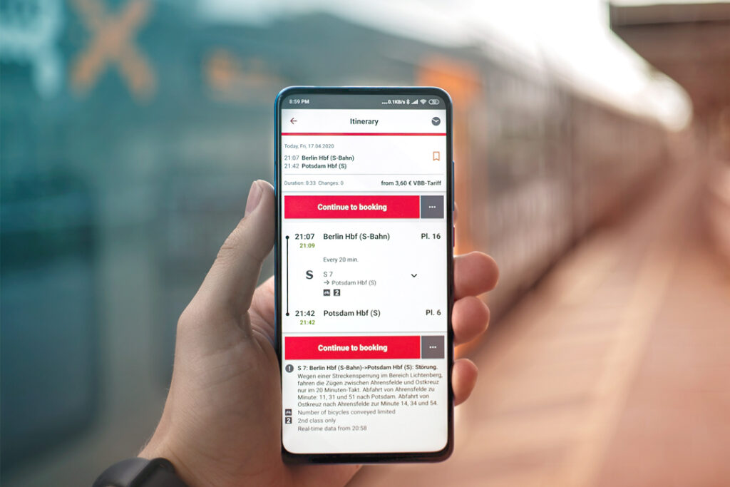 Business traveler's itinerary on mobile device