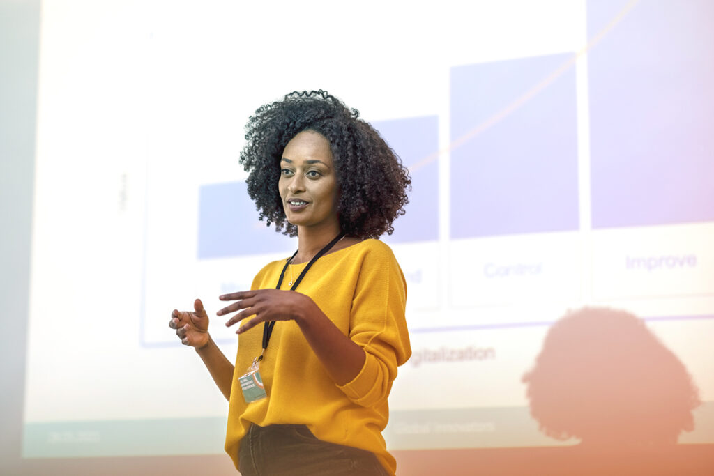 Business woman giving a presentation