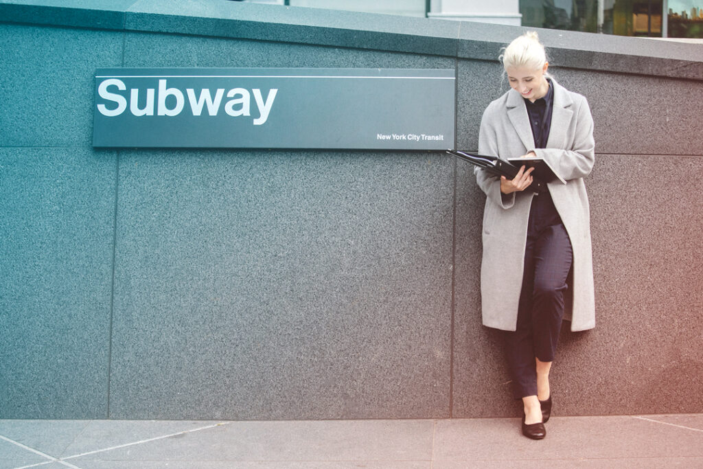 employee taking the subway