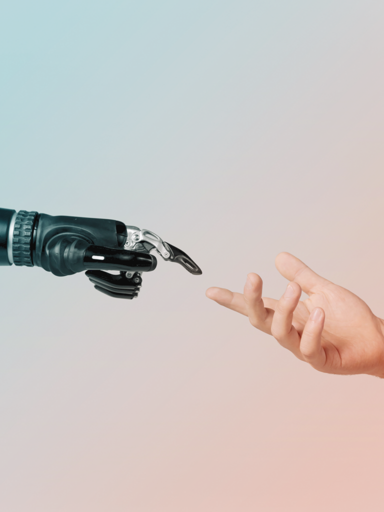 robot hand reaching out to human hand