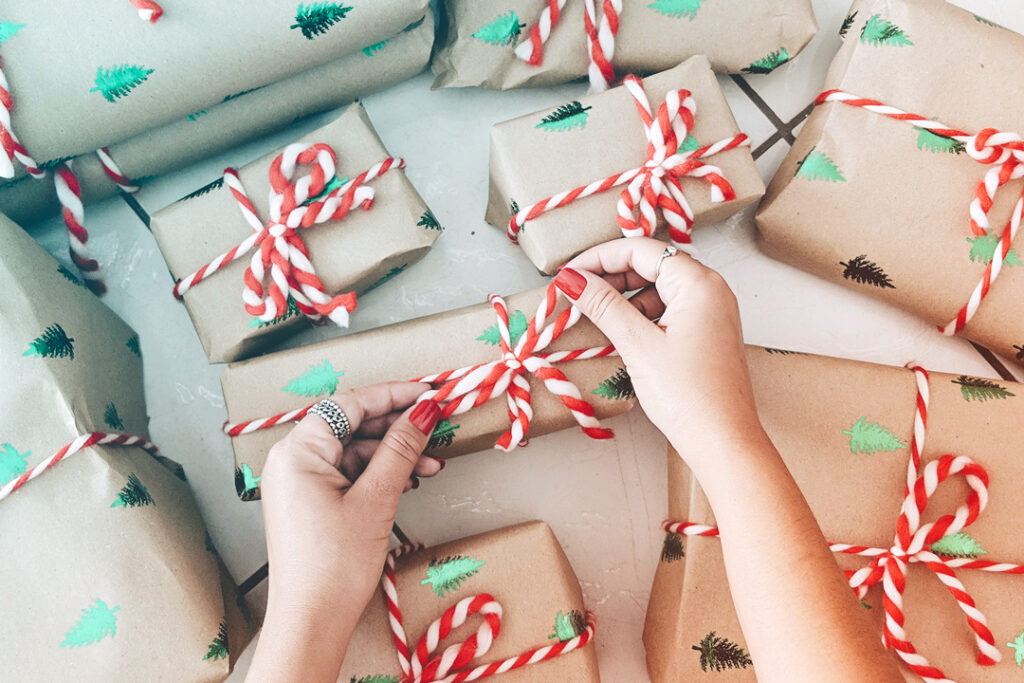 wrapping a holiday gift as part of Japanese holiday traditions