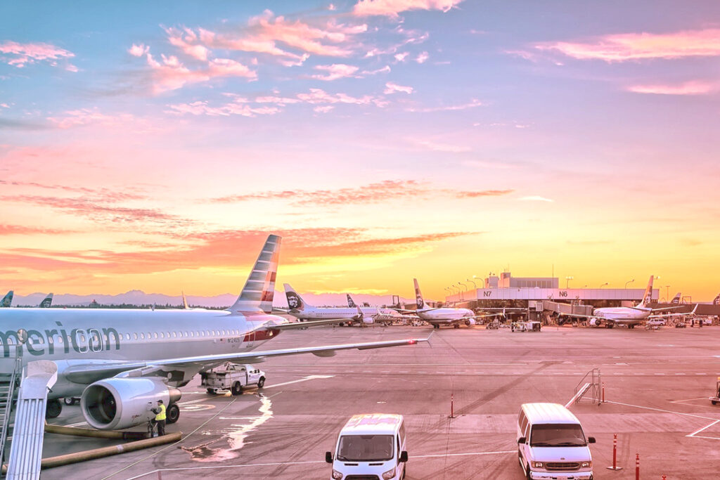 Airport at sunrise