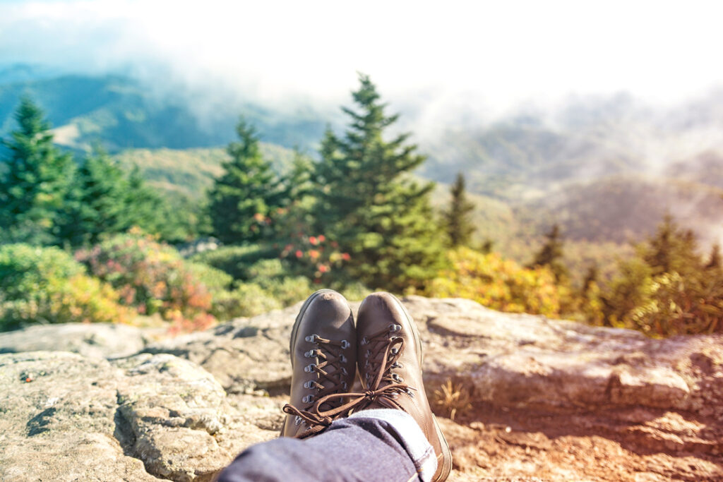 man on a hike