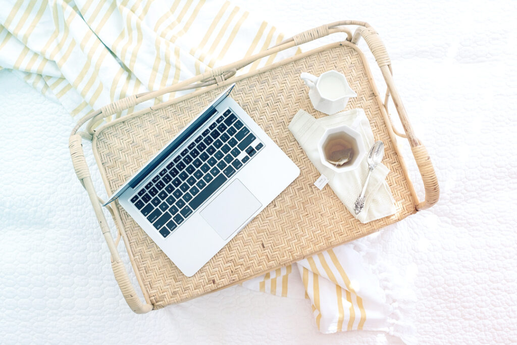 working from home on a laptop
