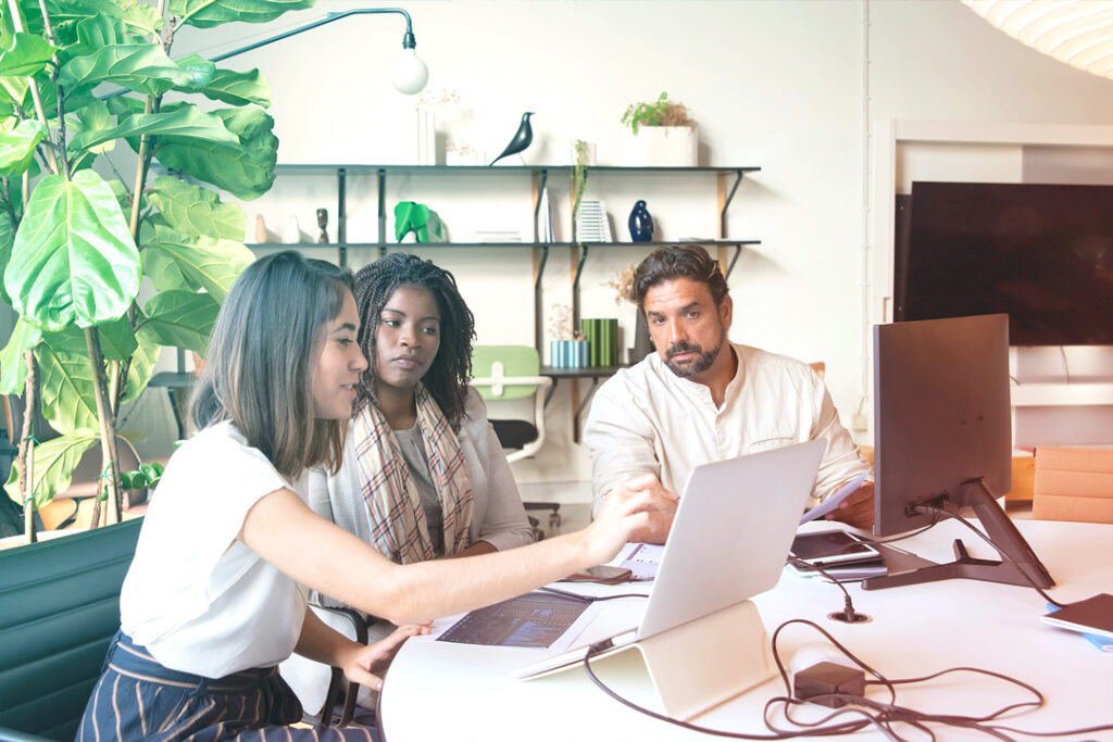 Business people in conversation