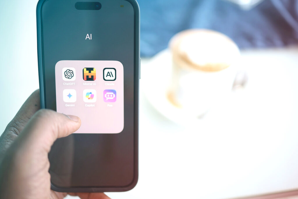 phone image with various AI apps on the home screen
