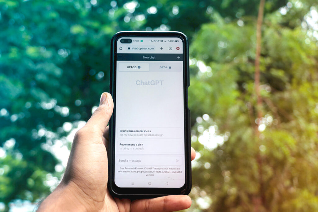 Image of phone opened up ChatGPT