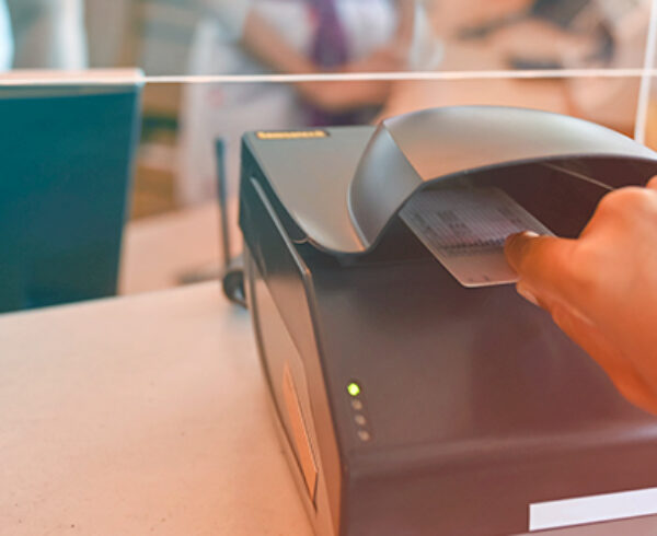 Person scanning REAL ID at the airport