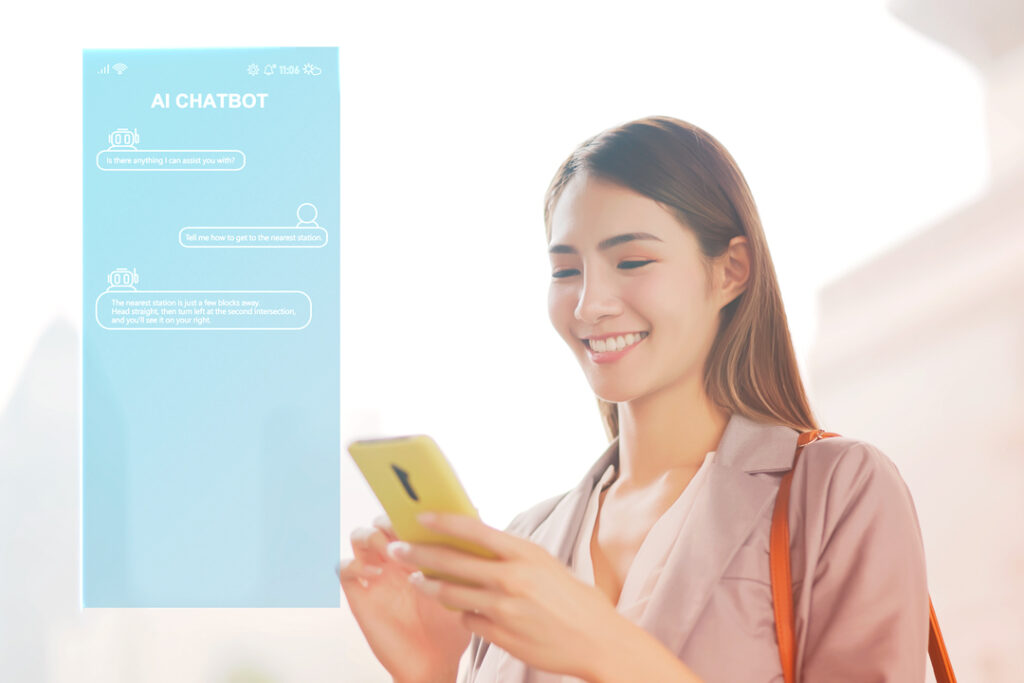 Image of a traveler using an AI chatbot.