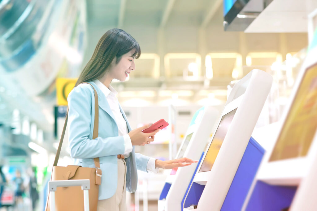 Image of a Traveler, checking baggage at airport