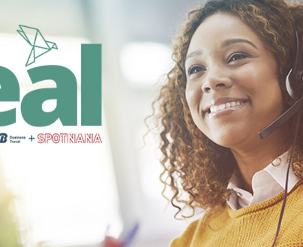 jtb teal announcement logo with travel advisor wearing headset
