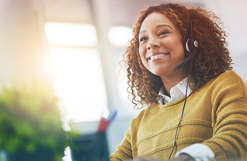 female travel advisor with headset
