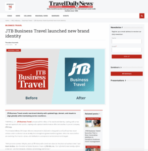 Travel Daily News JTB Rebrand Article Clip
