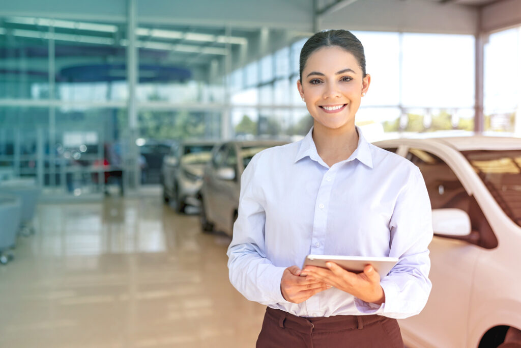 Car rental employee greeting 