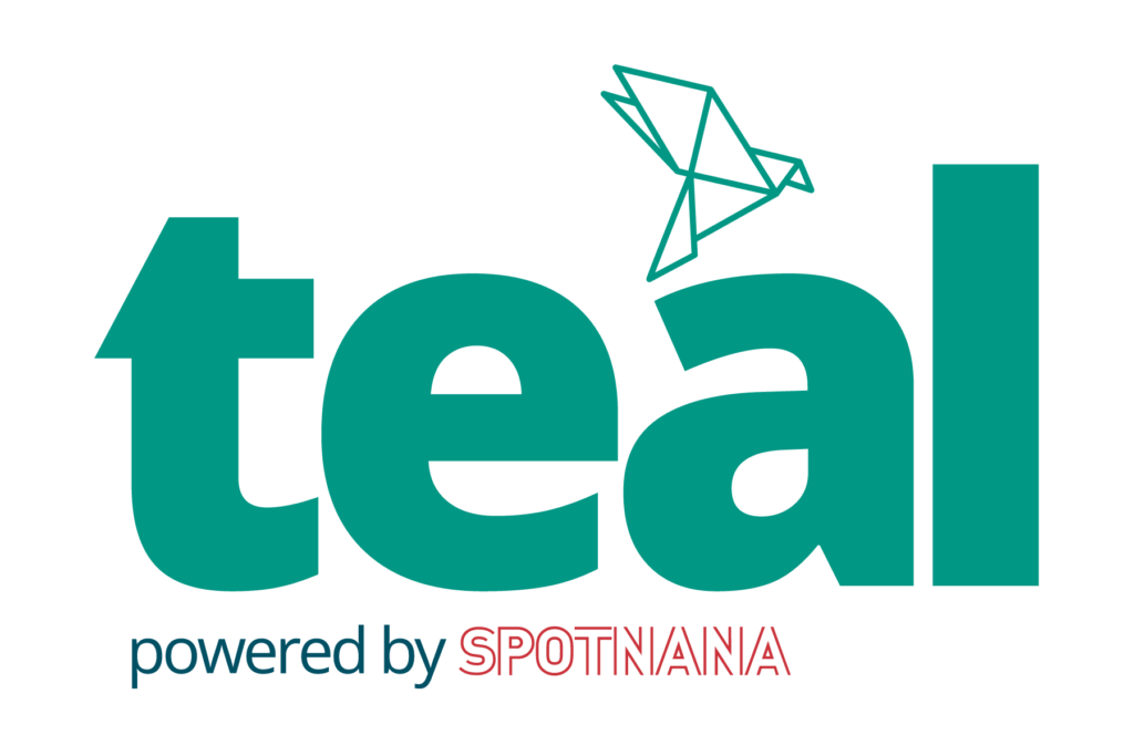 Teal powered by Spotnana logo