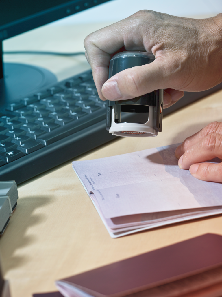 Stamping a passport - documents needed for U.S. business travel