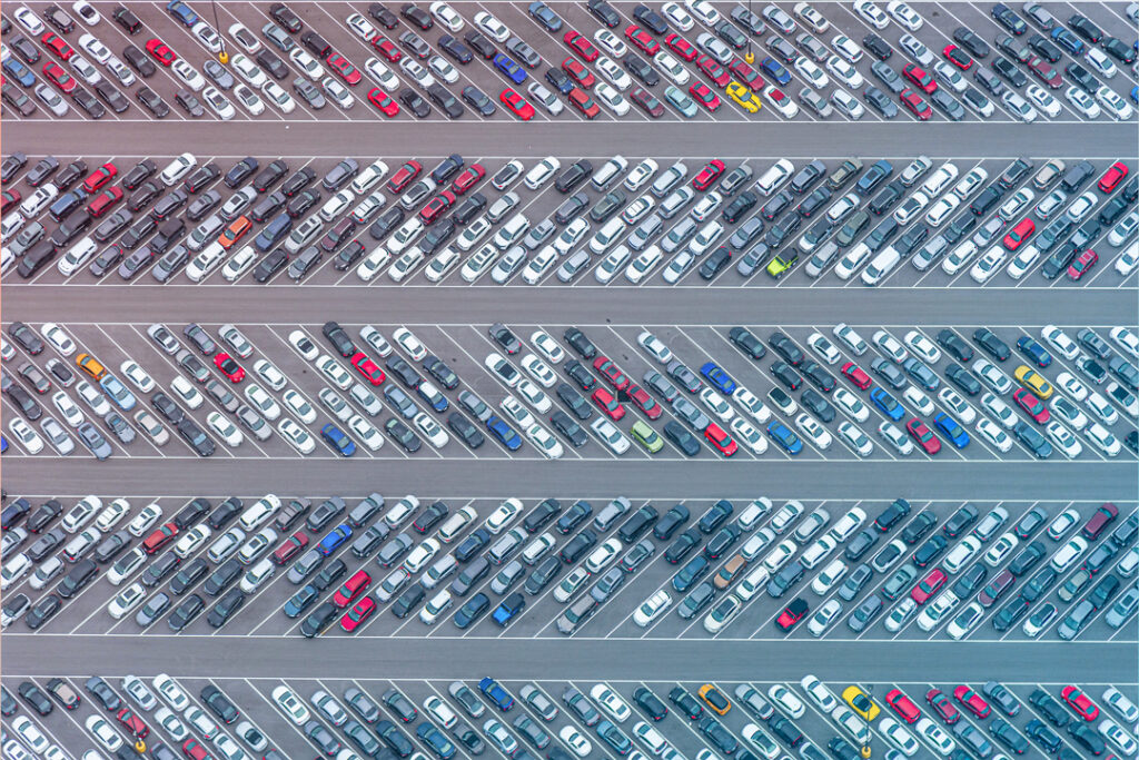 Parking lot full of cars